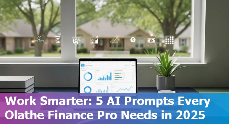 Finance professional in Olathe reviewing AI-generated dashboard showing cash runway and revenue trends