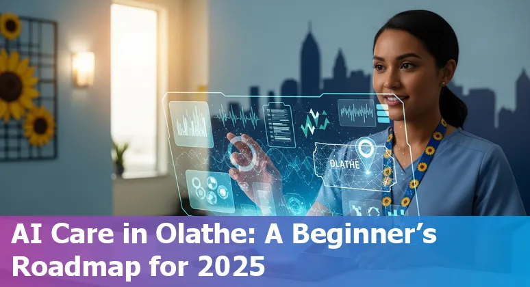 Healthcare AI concept with Olathe, Kansas skyline — 2025 guide