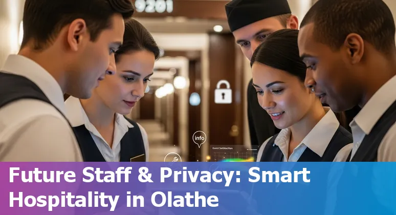 Hotel lobby with AI concierge kiosk in Olathe, KS near Kansas City International Airport (MCI)