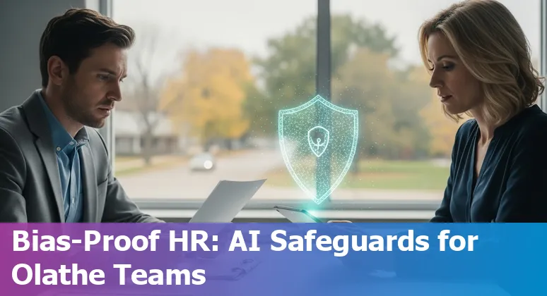 HR professional using AI tools on a laptop in Olathe, Kansas, US office, 2025