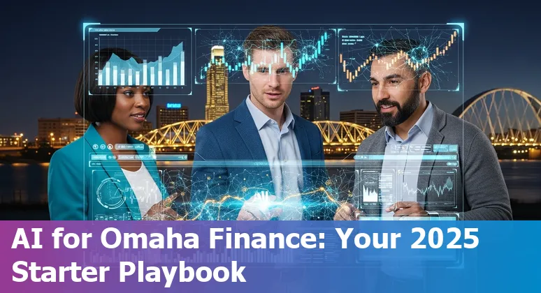 Omaha, Nebraska skyline with AI and financial services icons — Scott Data, UNL, and local AI partners in 2025
