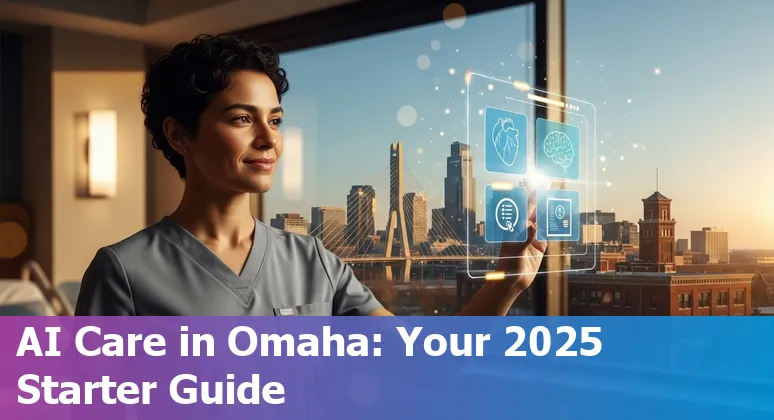 Healthcare professionals using AI tools on EHR screens at an Omaha, Nebraska hospital in 2025