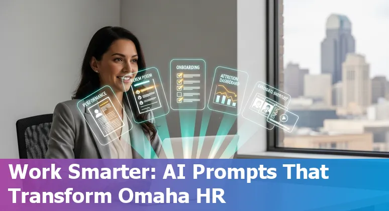 Omaha HR professional using AI tools on a laptop at CHI Health Center Omaha conference.