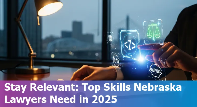 Omaha, Nebraska lawyer using AI tools on a laptop in an office — legal tech in Omaha, NE