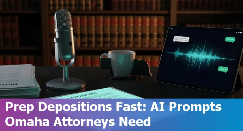 Omaha attorney using AI on a laptop with Douglas County courthouse in the background