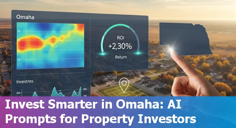 Illustration of Omaha skyline with AI icons for real estate tools and prompts.