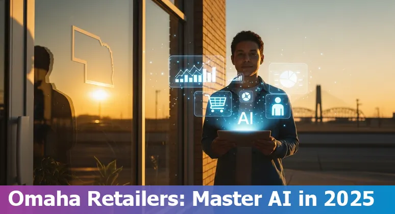 Omaha, Nebraska retail storefront with AI icons and data overlays, 2025 guide