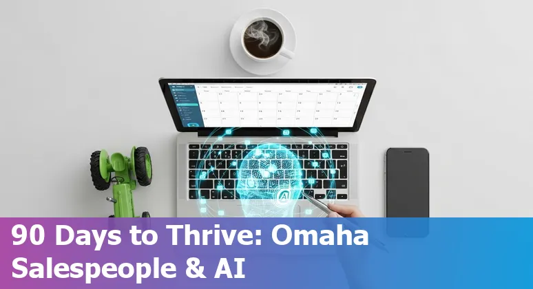 Omaha, Nebraska sales team using AI tools on laptops and whiteboard planning in 2025