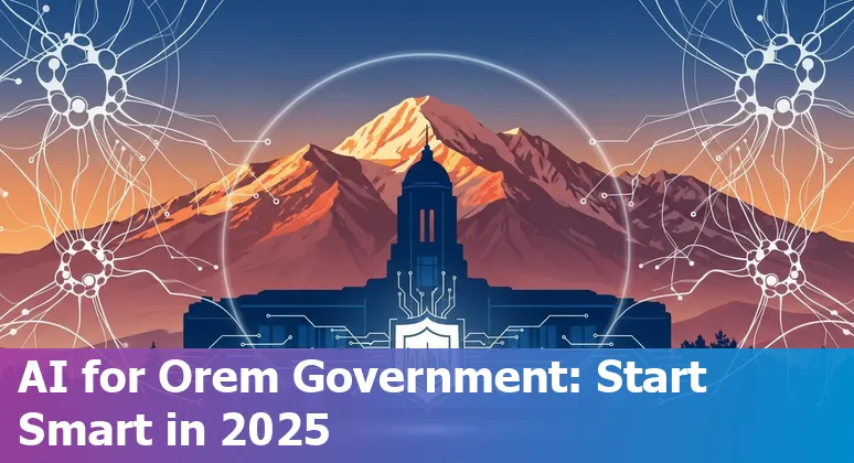 City of Orem, Utah government AI guide 2025 showing Utah map and AI icons