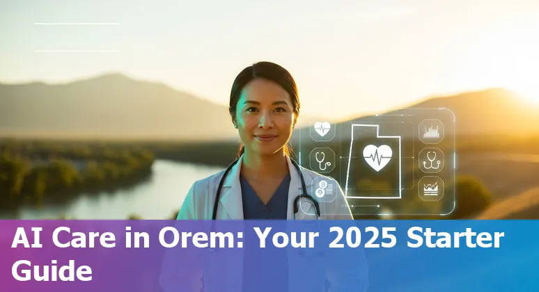 Healthcare AI strategy meeting in Orem, Utah with clinicians reviewing AI dashboards in 2025
