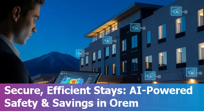 Hotel staff using AI dashboard in Orem, Utah to monitor energy, maintenance and guest services