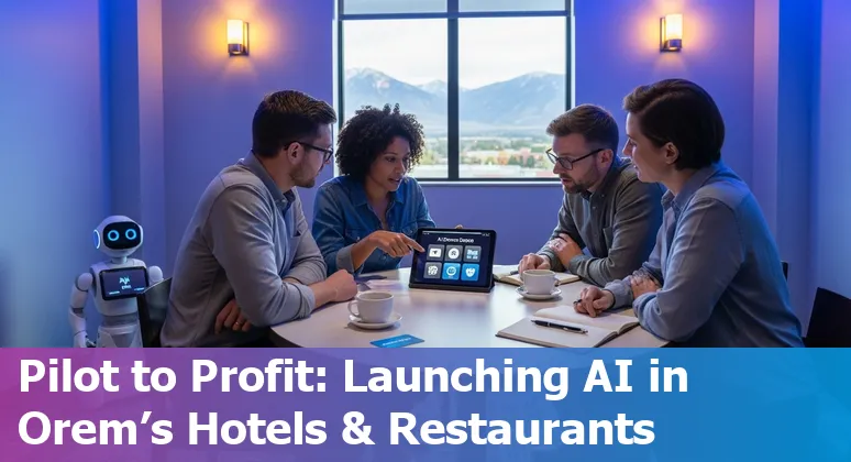 Hospital hotel lobby with AI digital concierge screen in Orem, Utah 2025