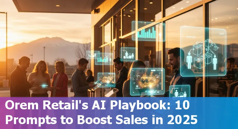 Retail store in Orem, Utah with AI icons showing personalization, inventory, pricing, and chatbots.