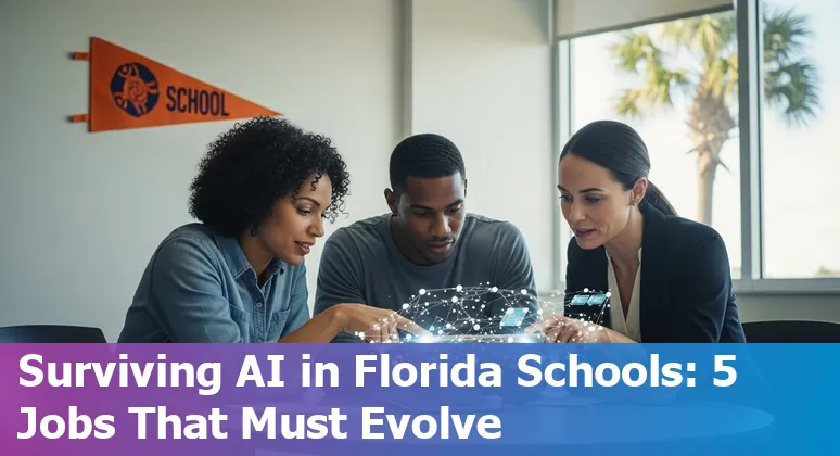 Orlando educator using AI tools with students; skyline and classroom in background
