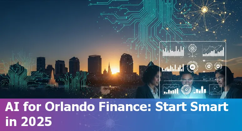 AI in financial services conference scene with Orlando, Florida skyline and 2025 fintech imagery