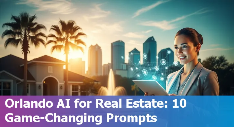 Orlando real estate agent using AI prompts to create listing descriptions and social posts with Lake Eola and skyline in background.