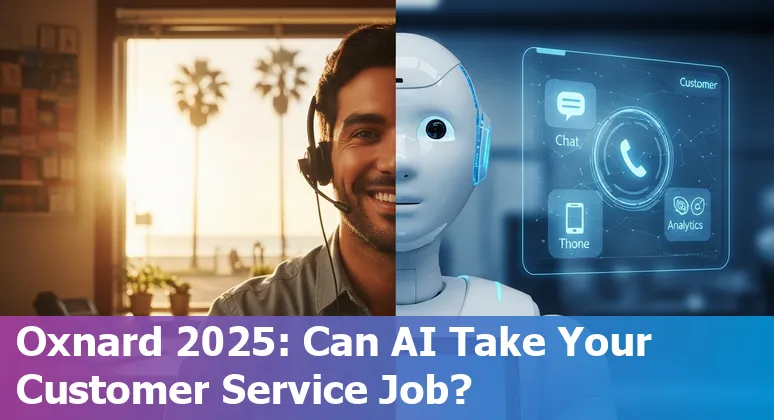Customer service agent helping a customer in Oxnard, California while AI tools run in the background
