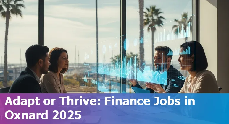 Finance professional using AI tools with Oxnard, California skyline in the background