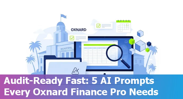 Finance professional in Oxnard using AI prompts on a laptop to update forecasts and cash reports.