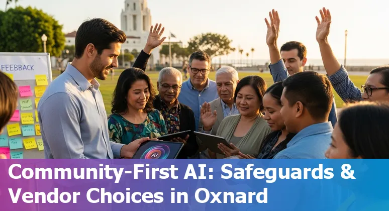 City of Oxnard, California government official reviewing AI project plan with heritage sites and NRCS conservation maps in 2025