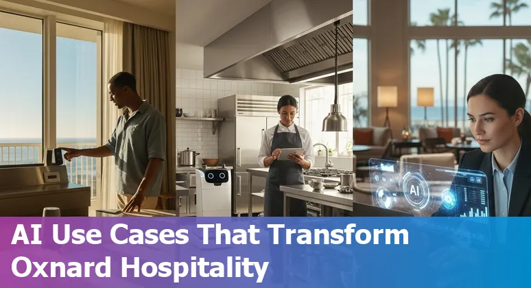 Hotel staff using AI dashboard to manage guest requests at an Oxnard, California beachfront hotel in 2025