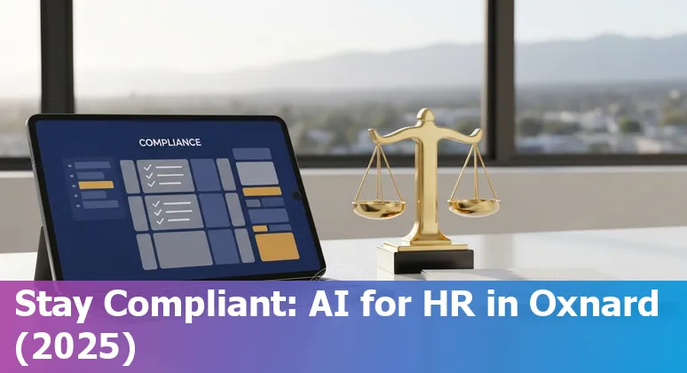HR professional using AI tools on laptop in Oxnard, California office — 2025 guide