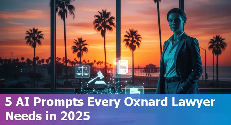 Legal professional using AI prompts on a laptop with Oxnard coastline map on screen