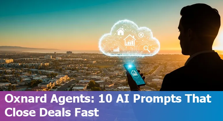 Agent using AI tools on a laptop to create Oxnard property listings with virtual tour and valuation charts.