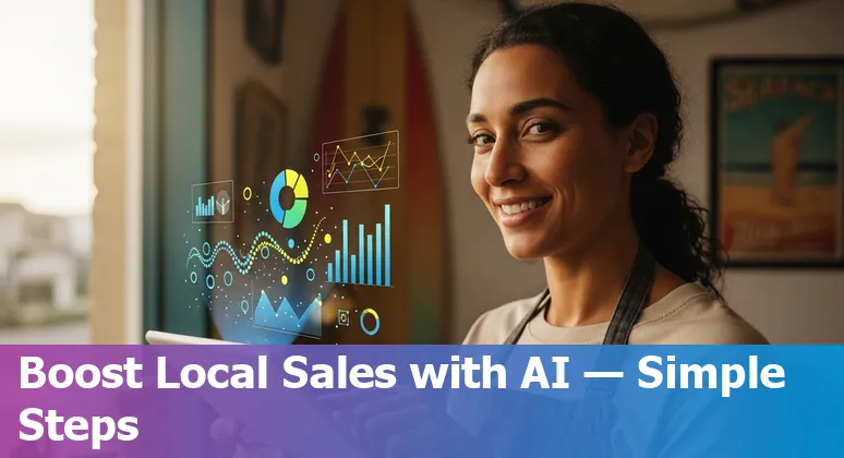 Illustration of AI-driven retail analytics dashboard showing Oxnard, California retail metrics and local storefronts