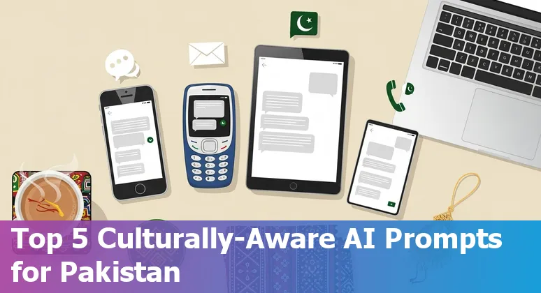 Customer service agent using AI prompts on WhatsApp and email with Urdu text, representing Pakistan customer support