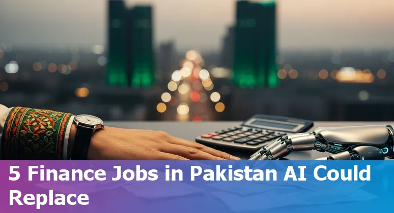 Pakistani bank worker learning AI and data skills to adapt to automation in financial services