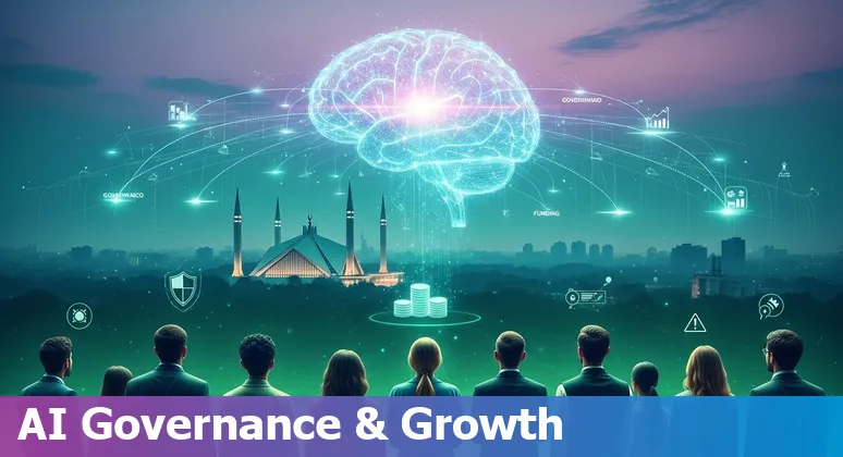 Illustration of AI transforming Pakistan government services with Islamabad, Karachi and Lahore public sector applications