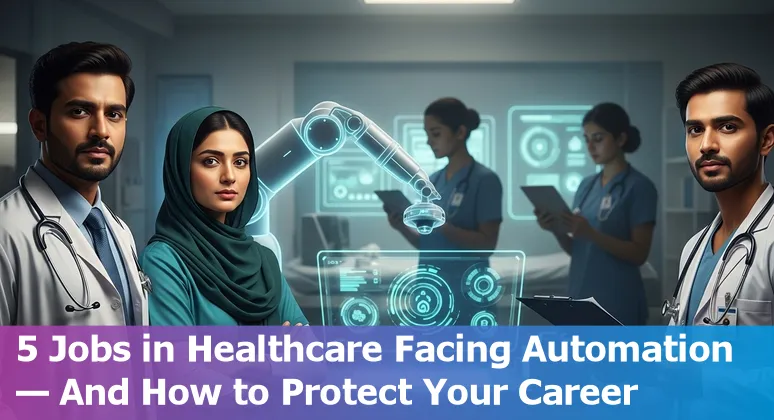 Healthcare staff in Pakistan using AI-enabled EHR and imaging tools while training for new digital roles