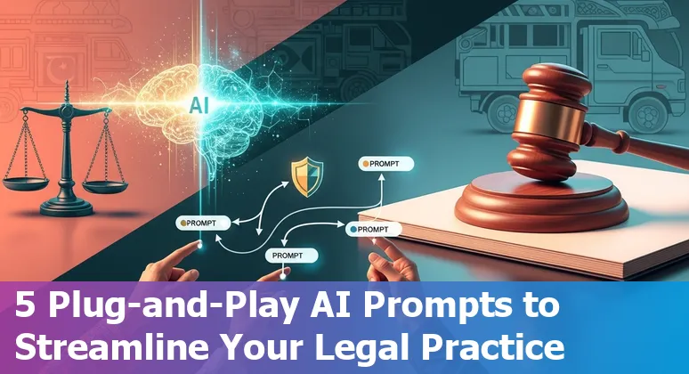 Pakistani lawyer using AI prompts on a laptop with legal documents, 2025