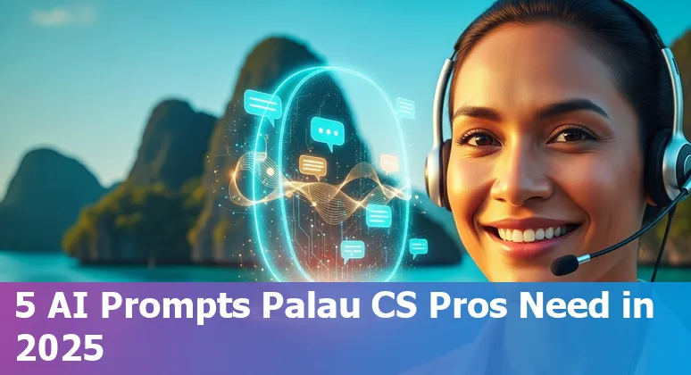 Customer service agent using AI prompts on WhatsApp and email with Palauan and English text snippets