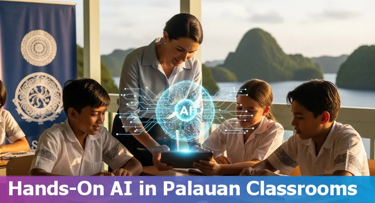 Palauan teachers and students using AI tools for localized lessons, tutoring, and heritage learning