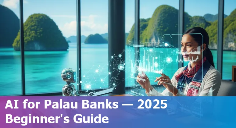 Illustration of AI in Palau financial services 2025 showing banking, fraud detection, and cloud tools in Palau