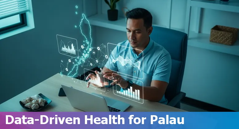 Healthcare workers in Palau using AI tools for telemedicine, documentation, and triage on laptops and tablets