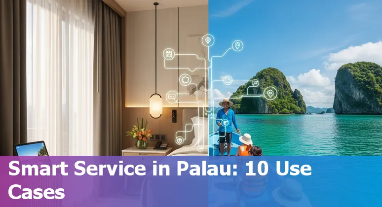Hotel tablet showing AI chatbot helping a guest book a Rock Islands tour near Koror, Palau