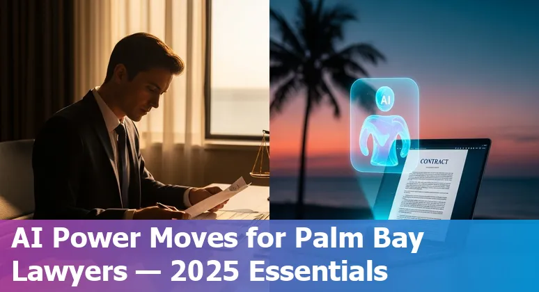 Palm Bay lawyer using AI tools on a laptop with Florida coastline in background