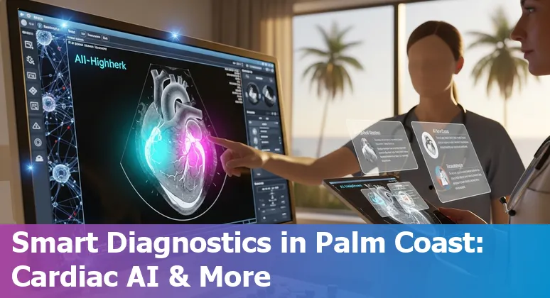 Healthcare AI in Palm Coast: CathWorks procedure, clinicians, charts and wearable devices.