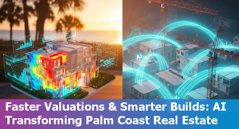 Palm Coast, Florida real estate agent using AI tools on a laptop showing local MLS data and virtual tours.
