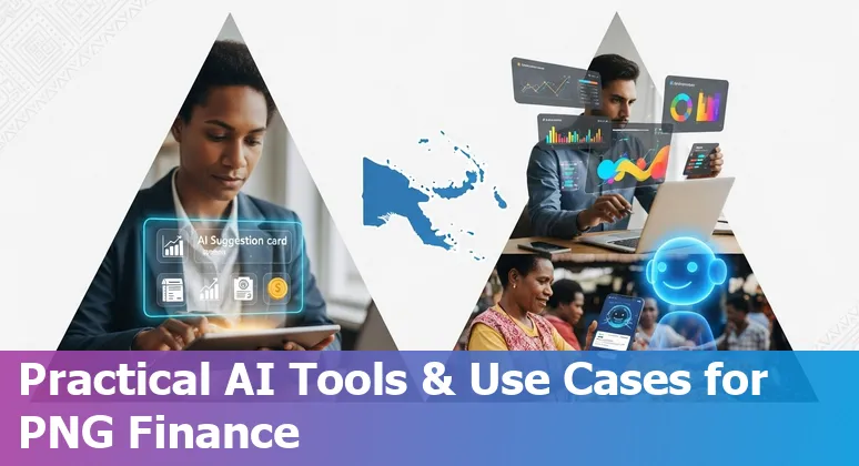 Finance professional using AI dashboard in an office setting, tailored guidance for Papua New Guinea finance teams in 2025