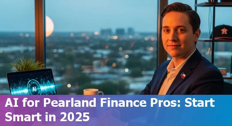 Finance professional using AI dashboard in Pearland, Texas office, 2025