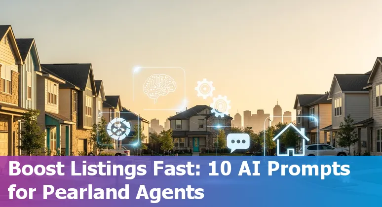 Agent using AI tools to create a virtual tour of a Pearland, Texas home with skyline and map overlays.