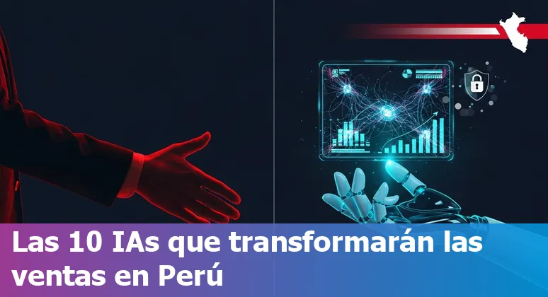 Collage of AI sales tools logos with Peruvian flag and sales charts