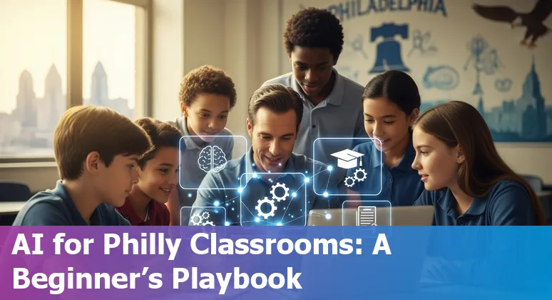 Educators using AI tools in a Philadelphia, PA classroom in 2025, with Penn GSE logo visible