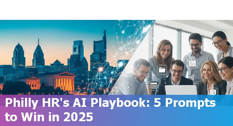 HR professional in Philadelphia using AI on a laptop to draft benefits, training, and recruiting prompts.