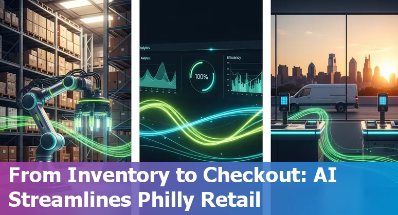 Retail workers using AI tools at a Philadelphia, Pennsylvania store POS system to improve efficiency and cut costs