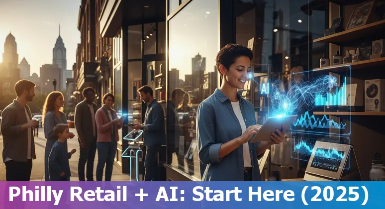 Retail store with AI screens and Wharton building in Philadelphia, Pennsylvania — AI in retail 2025